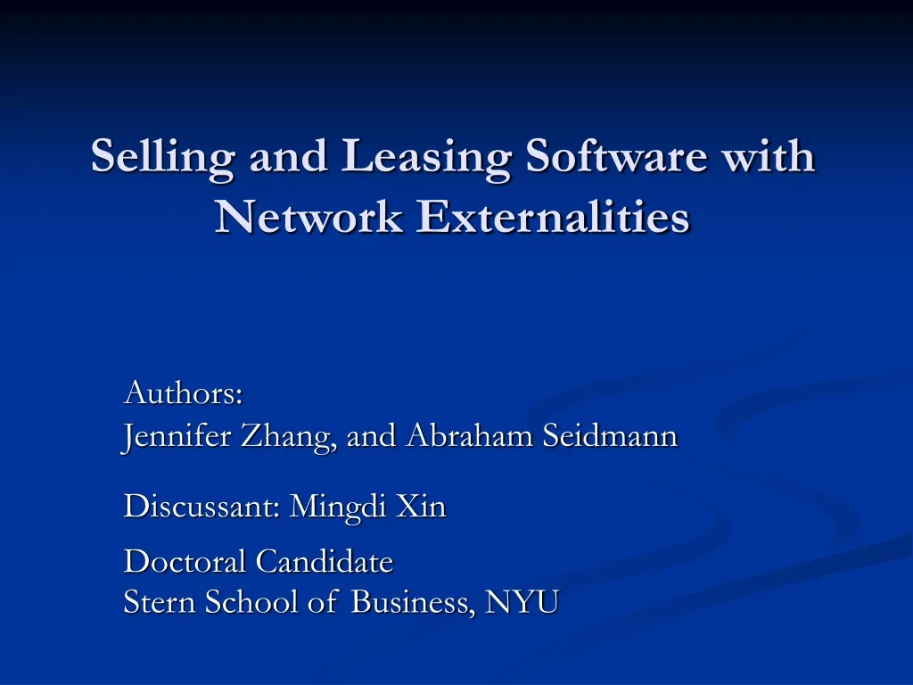 selling and leasing software with network externalities