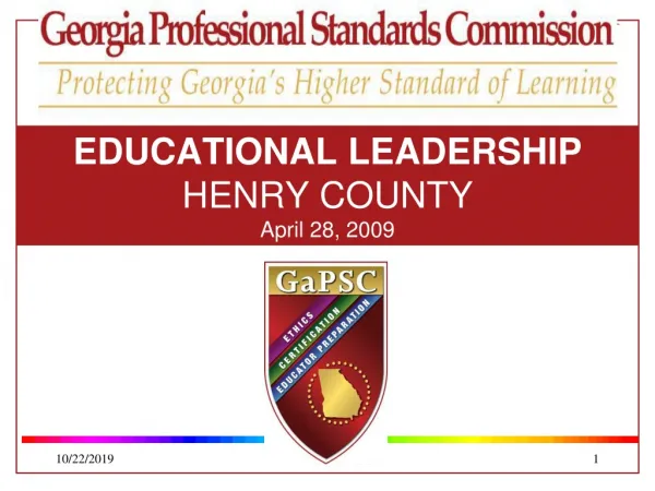 EDUCATIONAL LEADERSHIP HENRY COUNTY April 28, 2009