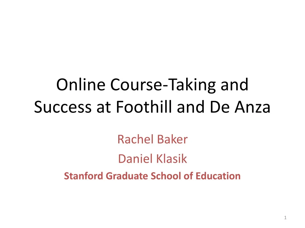 online course taking and success at foothill and de anza