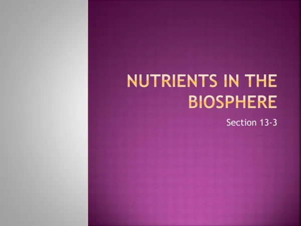 Nutrients in the Biosphere