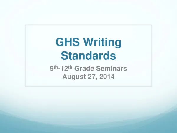 GHS Writing Standards
