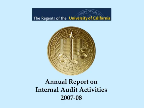 Annual Report on Internal Audit Activities 2007-08