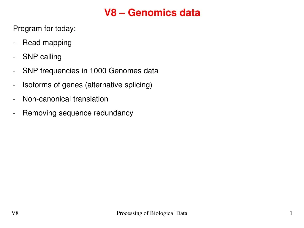 v8 genomics data
