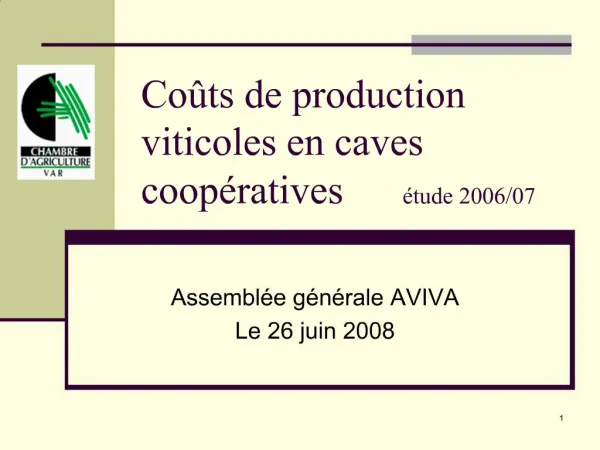 Co ts de production viticoles en caves coop ratives tude 2006