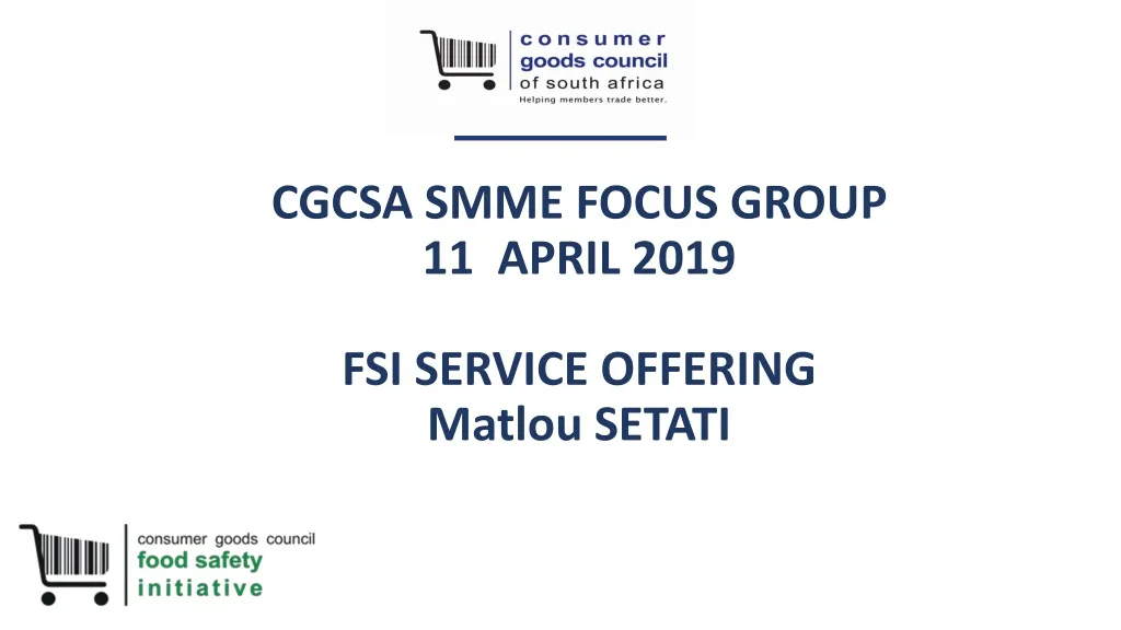 cgcsa smme focus group 11 april 2019 fsi service offering matlou setati