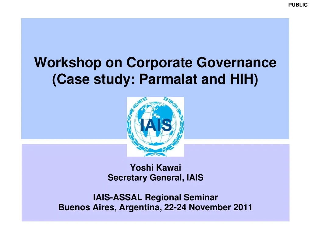 workshop on corporate governance case study parmalat and hih