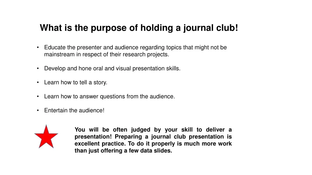 what is the purpose of holding a journal club