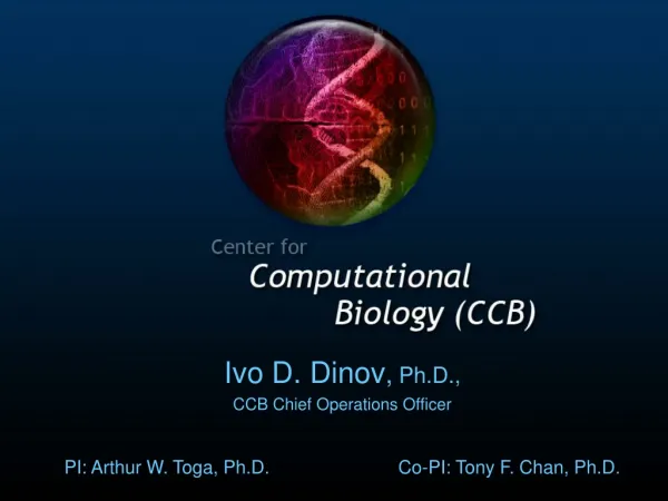 Ivo D. Dinov , Ph.D., CCB Chief Operations Officer