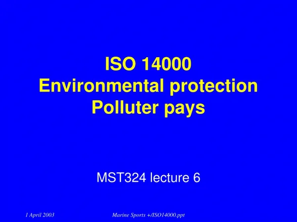 ISO 14000 Environmental protection Polluter pays