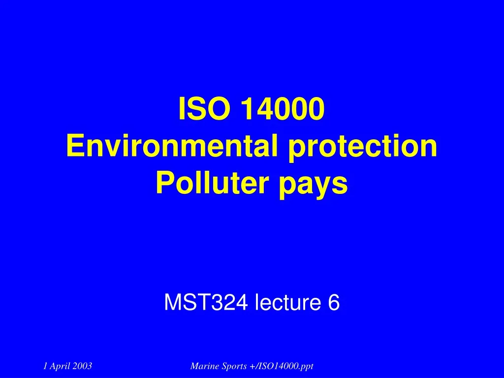 iso 14000 environmental protection polluter pays
