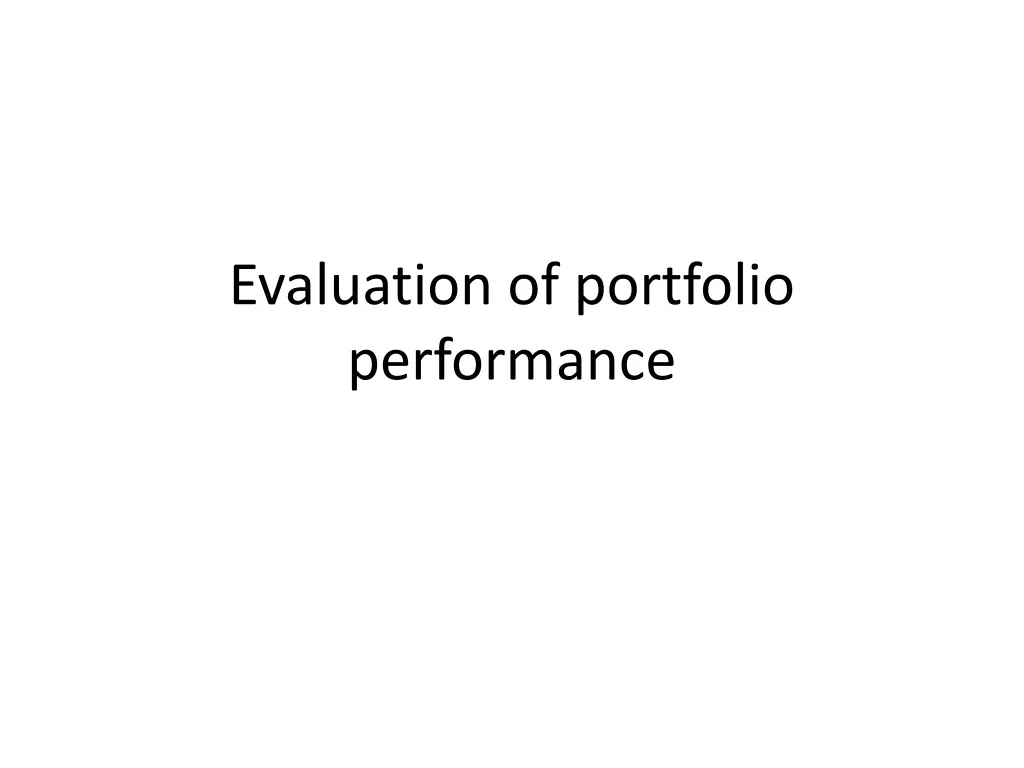 evaluation of portfolio performance