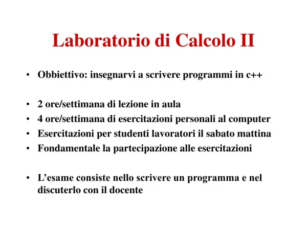 Laboratorio di Calcolo II