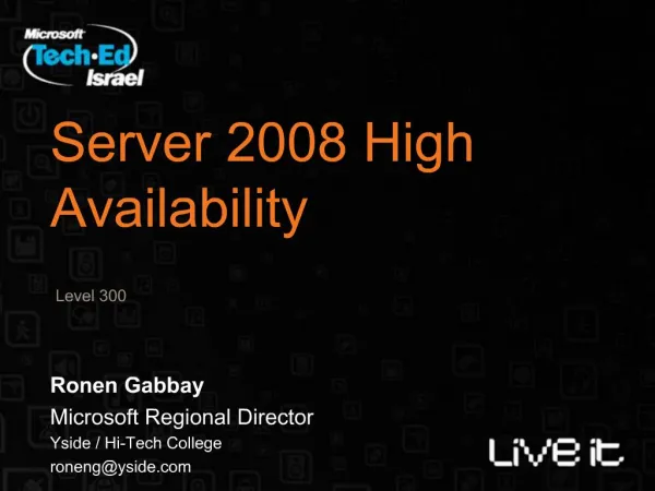 Server 2008 High Availability