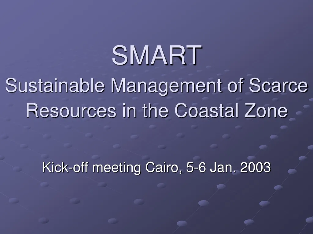 smart sustainable management of scarce resources in the coastal zone