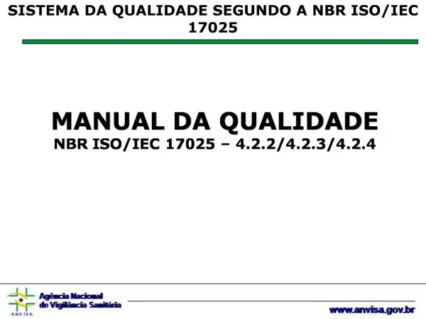 MANUAL DA QUALIDADE NBR ISO