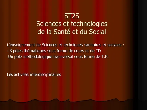 ST2S Sciences et technologies de la Sant et du Social