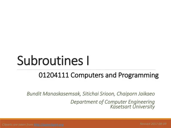 Subroutines I
