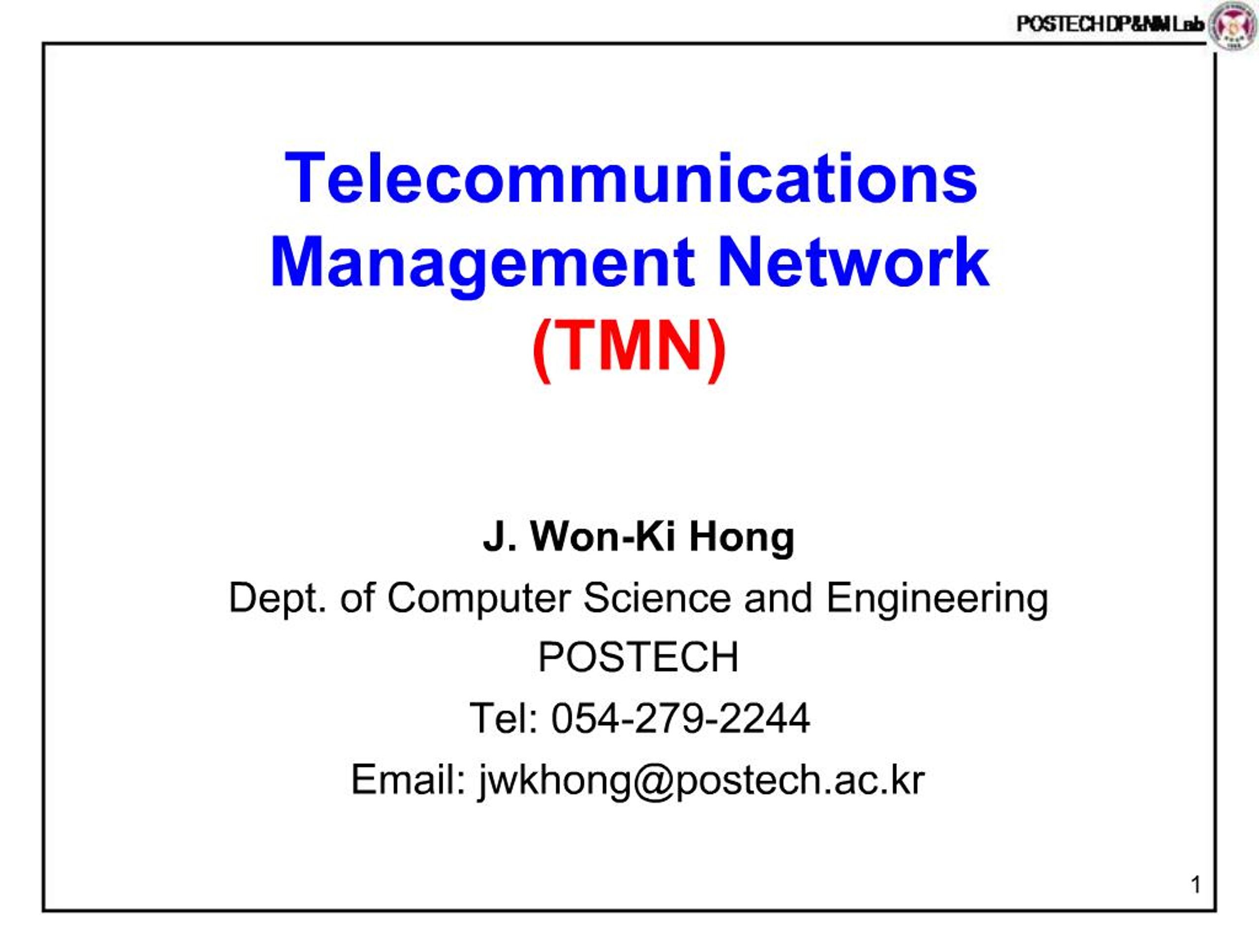 PPT - Telecommunications Management Network TMN PowerPoint Presentation ...