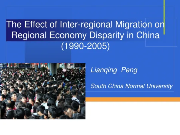 The Effect of Inter-regional Migration on Regional Economy Disparity in China (1990-2005)