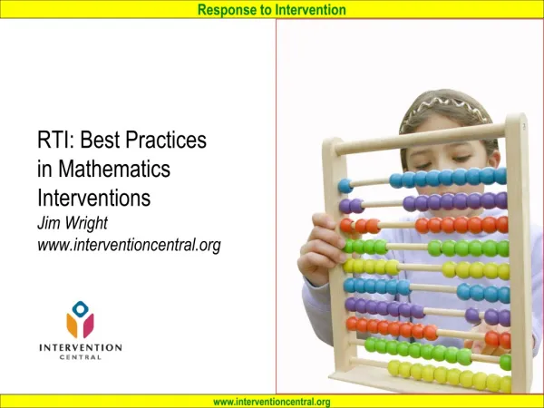 RTI: Best Practices in Mathematics Interventions Jim Wright interventioncentral