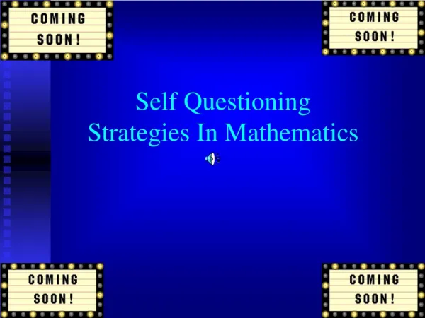 Self Questioning Strategies In Mathematics