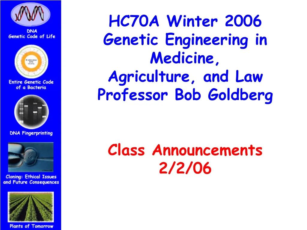 hc70a winter 2006 genetic engineering in medicine