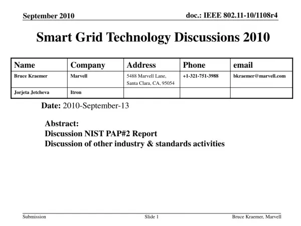 Smart Grid Technology Discussions 2010