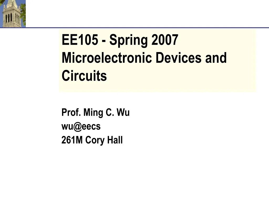 ee105 spring 2007 microelectronic devices and circuits