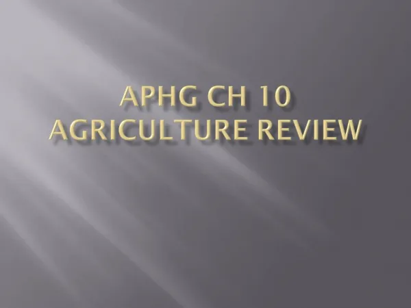 APHG Ch 10 Agriculture review