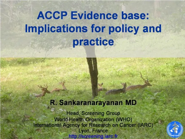 ACCP Evidence base: Implications for policy and practice