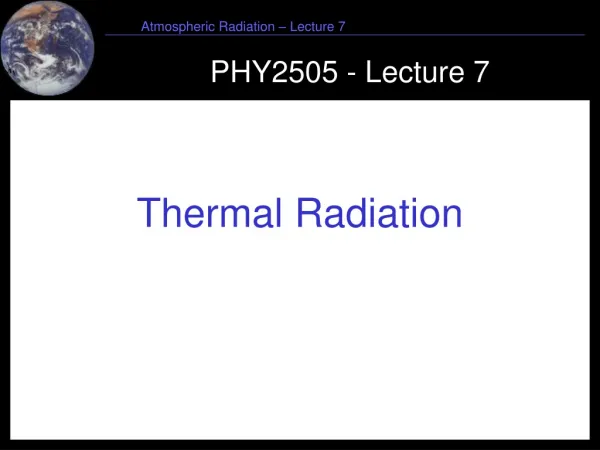 PHY2505 - Lecture 7