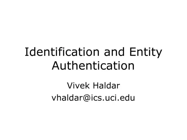 Identification and Entity Authentication