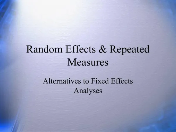 Random Effects Repeated Measures