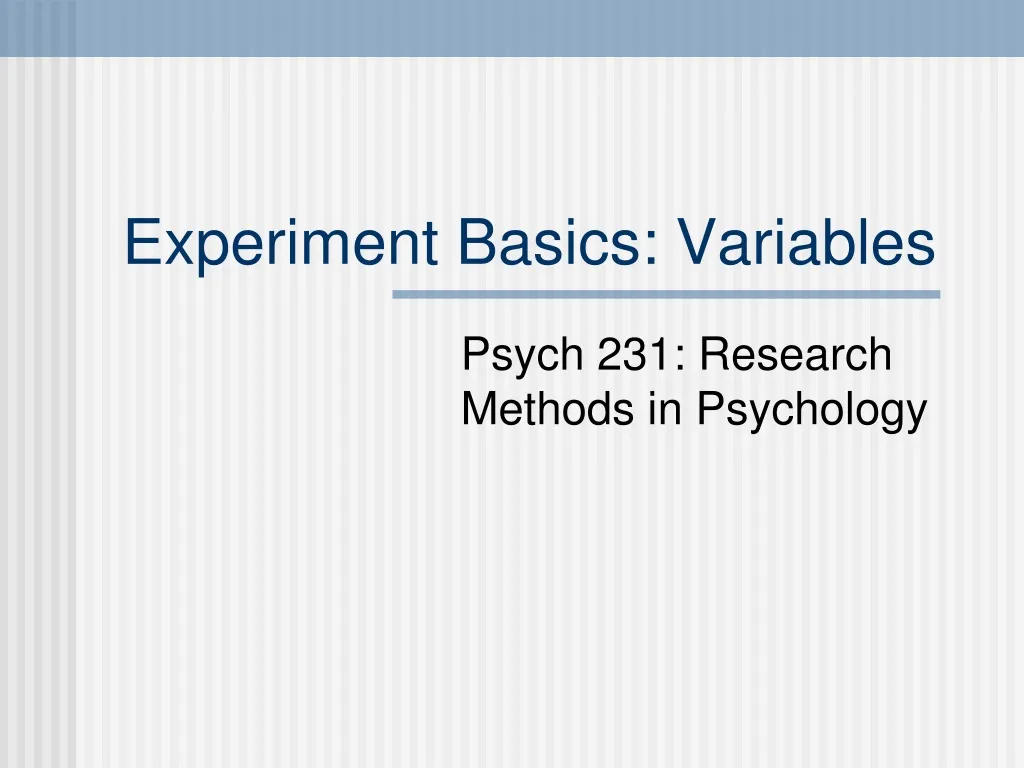 experiment basics variables