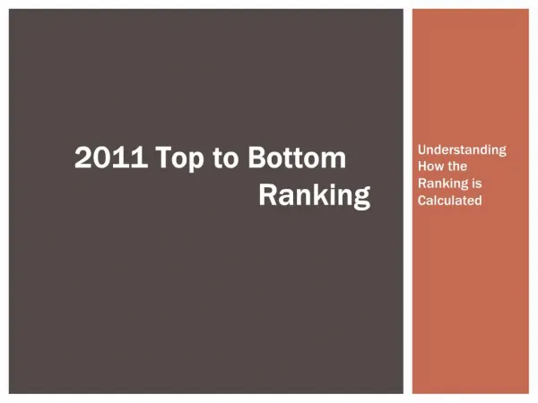2011 Top to Bottom Ranking
