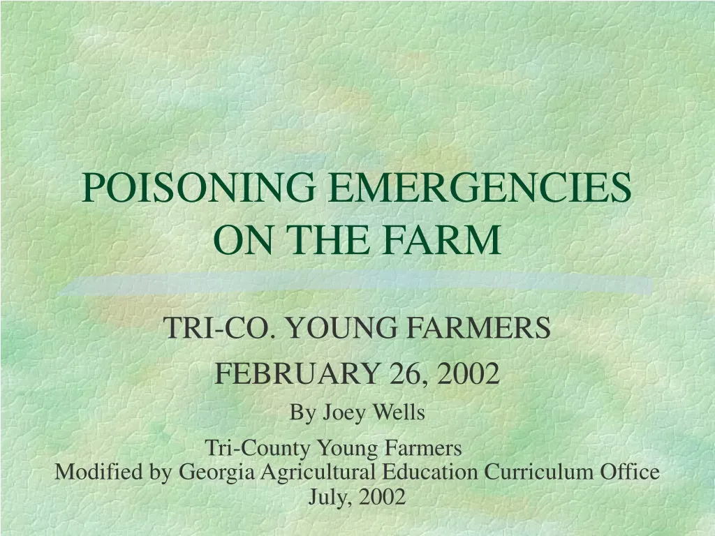 poisoning emergencies on the farm