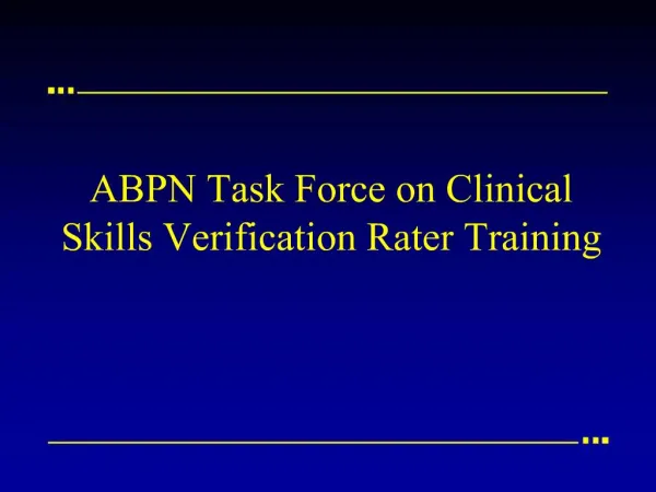 ABPN Task Force on Clinical Skills Verification Rater Training