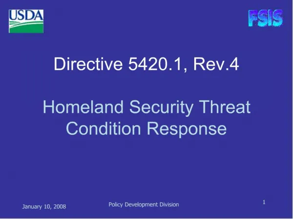 Directive 5420.1, Rev.4 Homeland Security Threat Condition Response