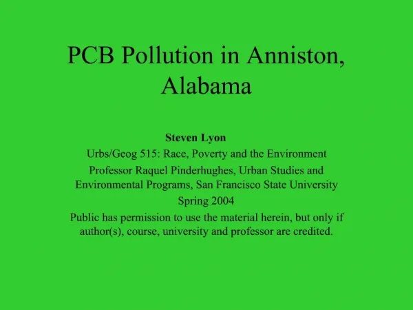 PCB Pollution in Anniston, Alabama