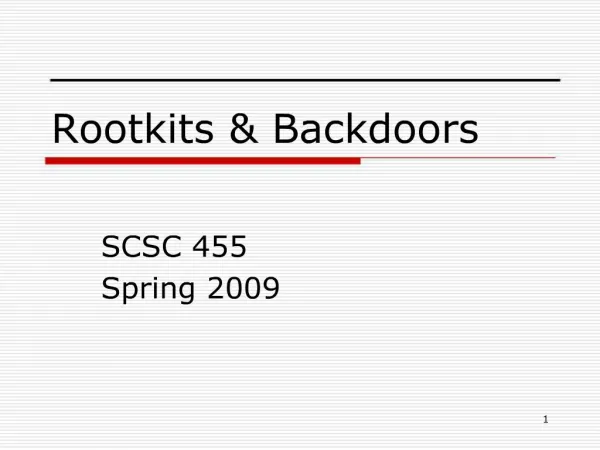 Rootkits Backdoors
