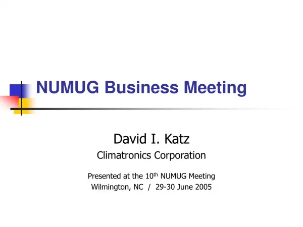 NUMUG Business Meeting