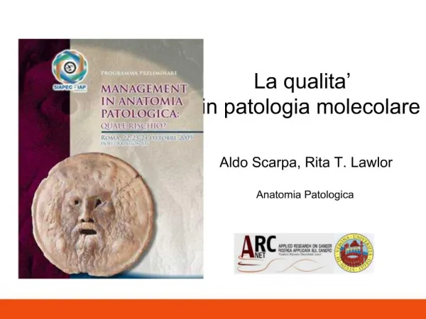 Aldo Scarpa, Rita T. Lawlor Anatomia Patologica