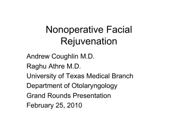 Nonoperative Facial Rejuvenation