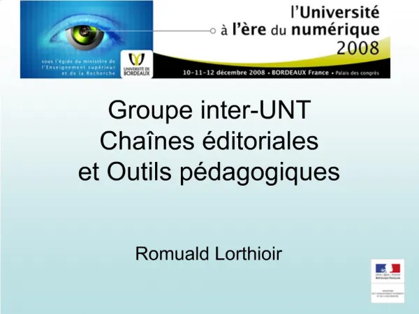 Groupe inter-UNT Cha nes ditoriales et Outils p dagogiques