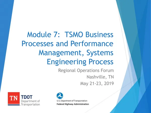 Module 7: TSMO Business Processes and Performance Management, Systems Engineering Process