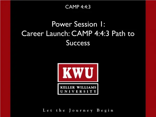 CAMP 4:4:3 Power Session 1: Career Launch: CAMP 4:4:3 Path to Success