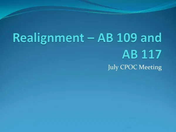Realignment AB 109 and AB 117