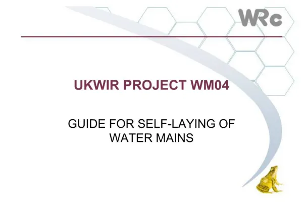 UKWIR PROJECT WM04
