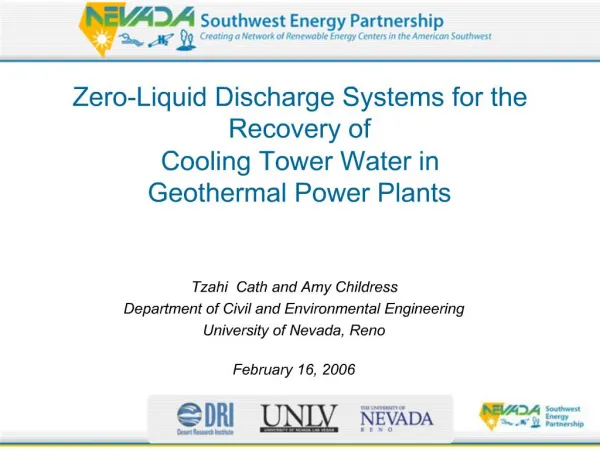 Zero-Liquid Discharge Systems for the Recovery of Cooling Tower Water in Geothermal Power Plants