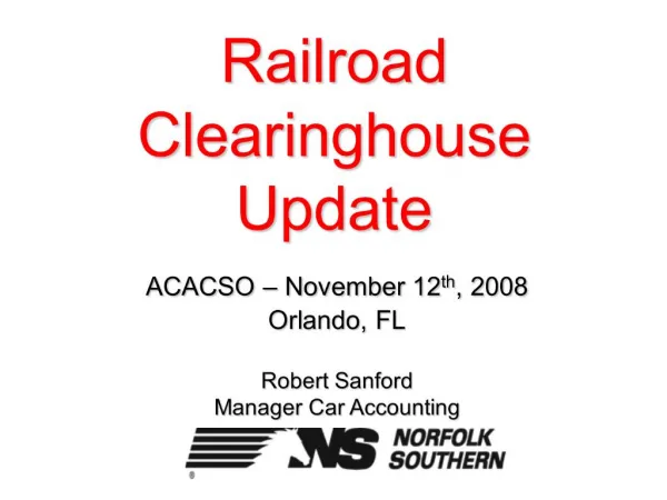 Railroad Clearinghouse Update
